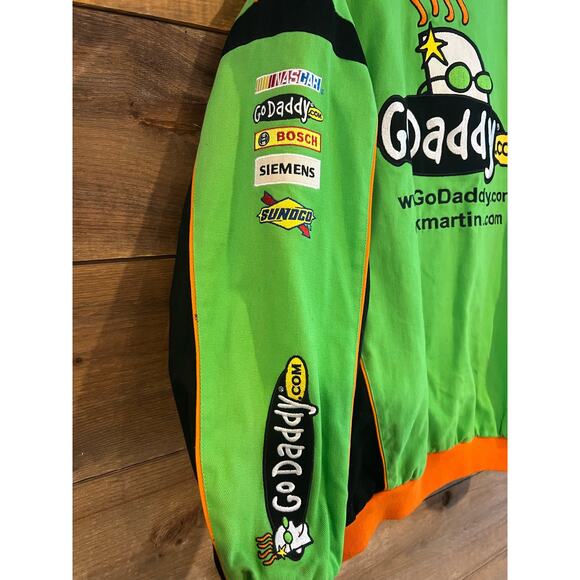 Vintage Nascar Racing Mark Martin Jacket GoDaddy Green 2XLarge‎ Coat Mens - Picture 3 of 7